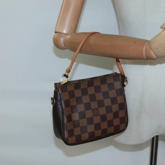 LOUIS VUITTON Damier Ebene Trousse Makeup Pouch N51982 LV Auth BA3421 - Picture 1 of 15